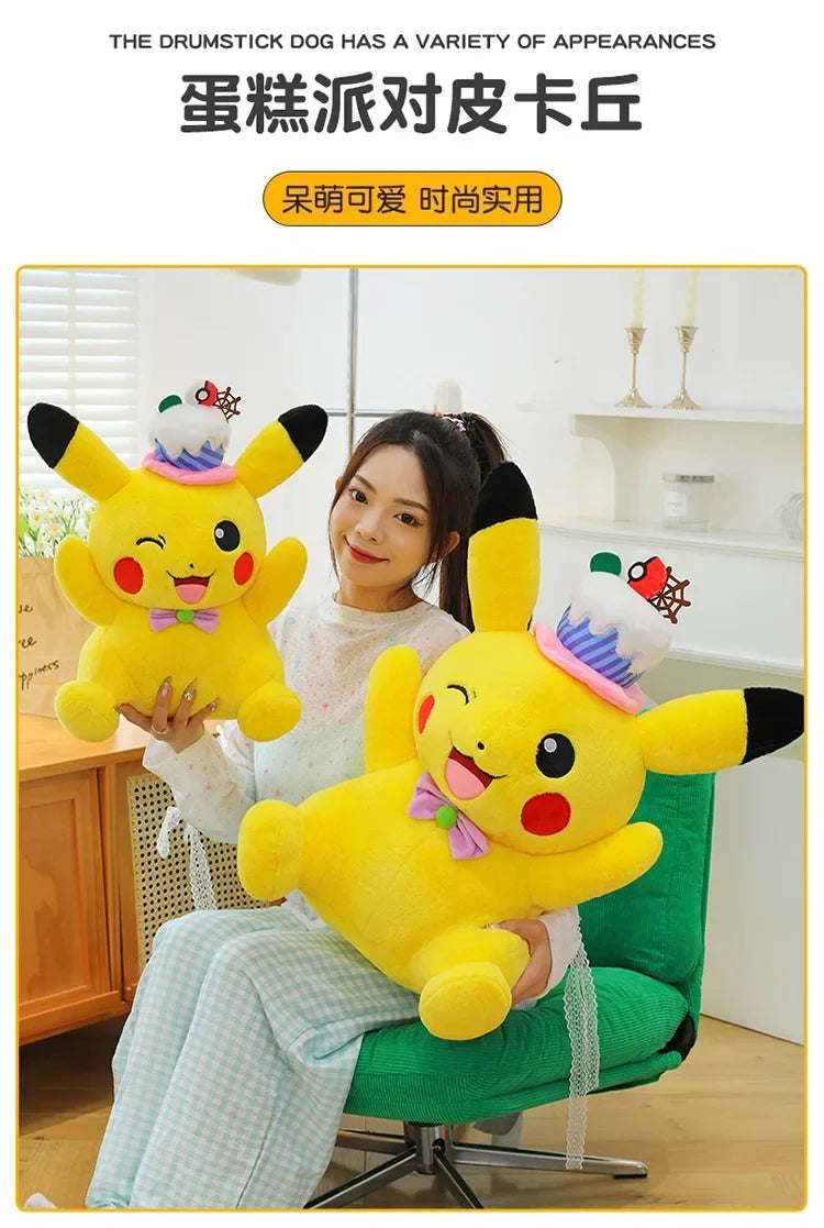 60cm Pokemon Kawaii Pikachu Plush Toy Anime Stuffed Doll Large Pillow Kids Birthday Xmas Gift Pokemon Cake Plushie Arcade
