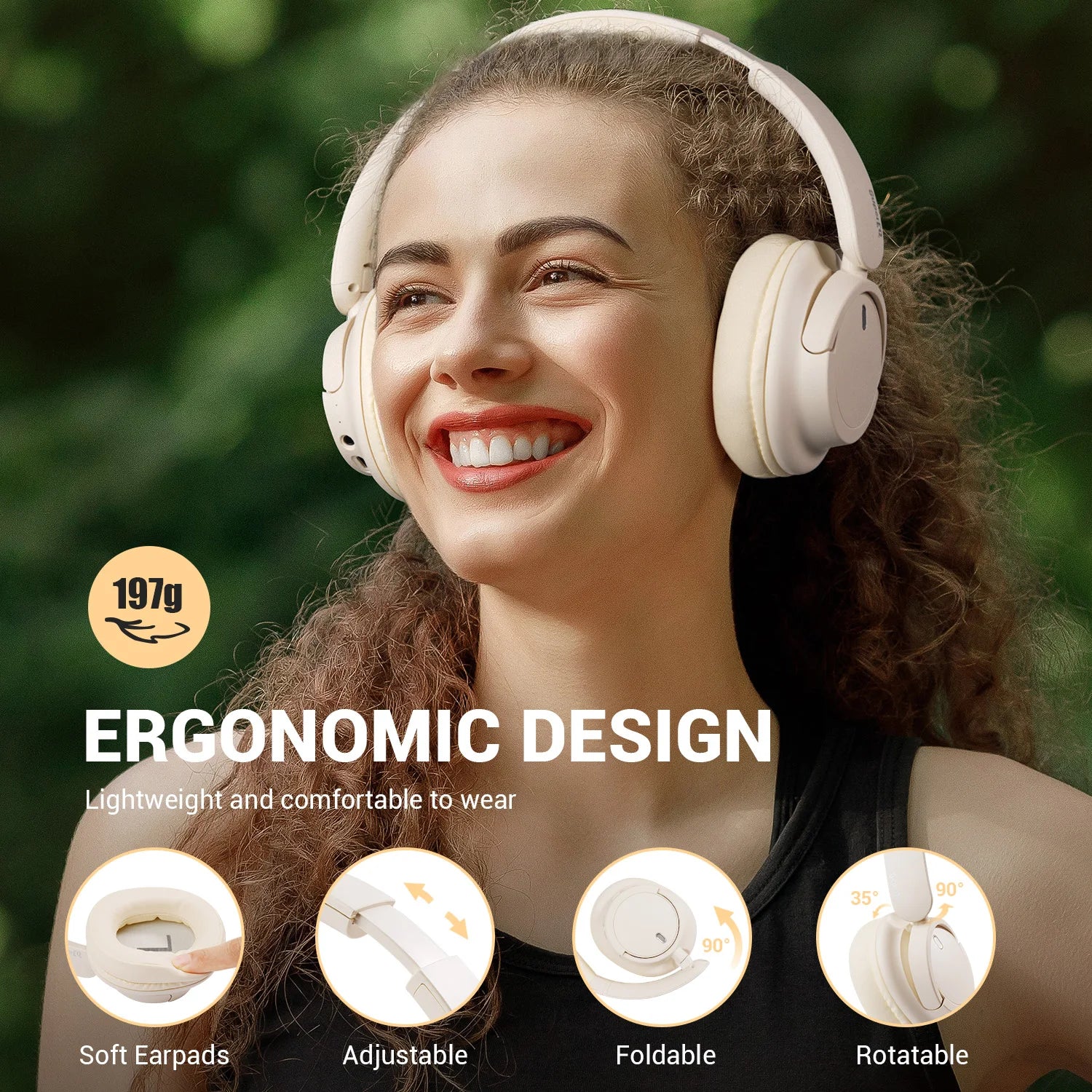 EKSA V16 Wireless Headphones Bluetooth 5.3 Over Ear Headset With Mic Bass/Pop Mode Hi-Res HiFi Wired Headphones 90H APP