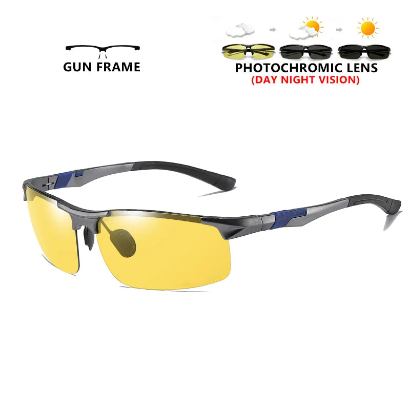 Aluminum Photochromic Polarized UV400 Day Night Driving Sunglasses for Men Women