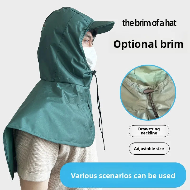 Waterproof Cycling Rain Poncho with Drawstring Hood for Outdoor Work