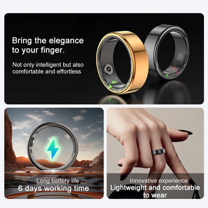 R02 Smart Ring Military Grade Titanium Steel Shell Health Monitoring IP68 & 5ATM Waterproof Multi-sport Modes