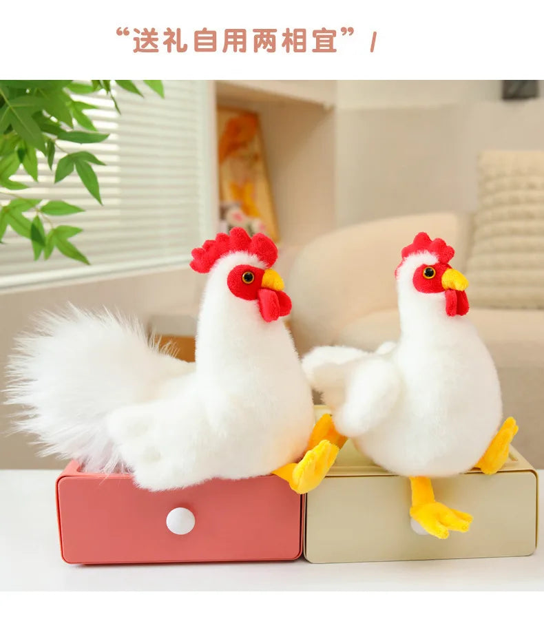 White Rooster Chicken Plush Stuffed Animal Soft Bird Decor