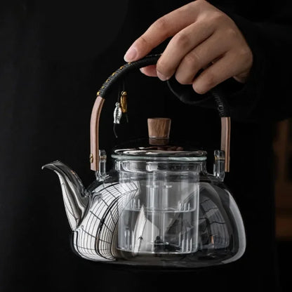 Glass Kettle Household Tea Set Small Steaming Teapot Electric Clay Stove Set