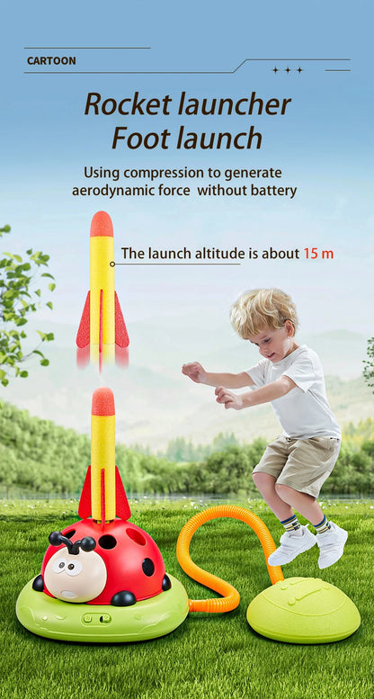 3 in 1 Ladybug Multifunction Exercise Machine Kids Jump Toss Toys Rocket Launcher Rope Sports Game Outdoor Educational Toy Gifts