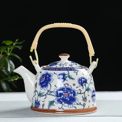 Porcelain Teapot with Strainer Net High Capacity 500 900ML Traditional Retro Ceramic Tea Set