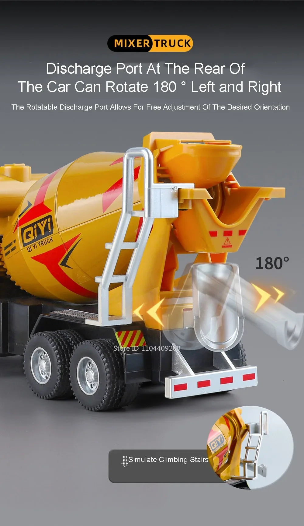 1:40 Electric Cement Mixer Truck Model Toy Alloy Diecast Sound Light Pull Back Engineering Vehicle Models for Boys Gifts