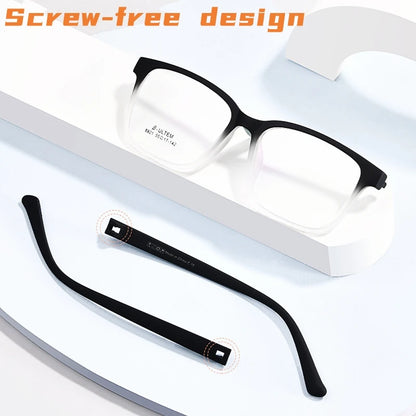 Fashion Ultra-light Large Screwless TR90 Eyewear Women Square Retro Big Face Optical Prescription Eyeglasses Frame Men