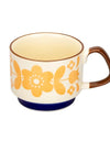 Japanese Flower Coffee Mug Set Retro Ceramic Milk Oats Mug Office Water Handgrip Cup Kitchen Party Drinkware Set 300ml