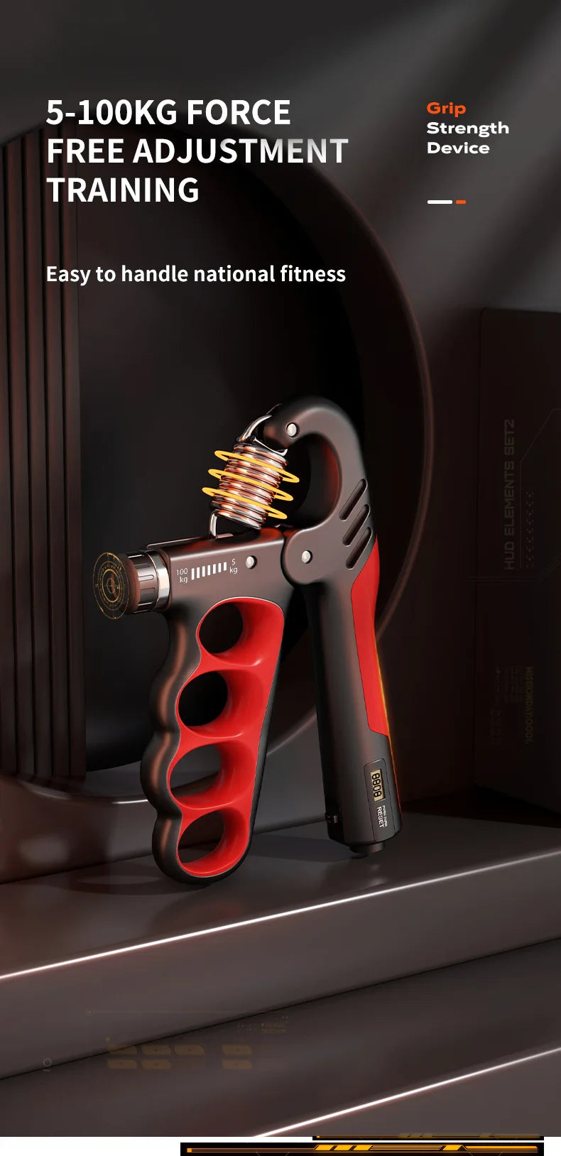 5-100kg Adjustable Grip Strength Gym Wrist Expander Hand Strengthener Muscle Hand Strength Exercise Recovery Fitness