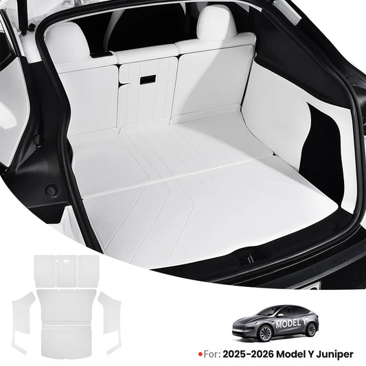 Custom Nappa Leather Trunk Mat Set for Tesla Model Y Juniper 2025 2026 Full Coverage Cargo Liner 7 Piece