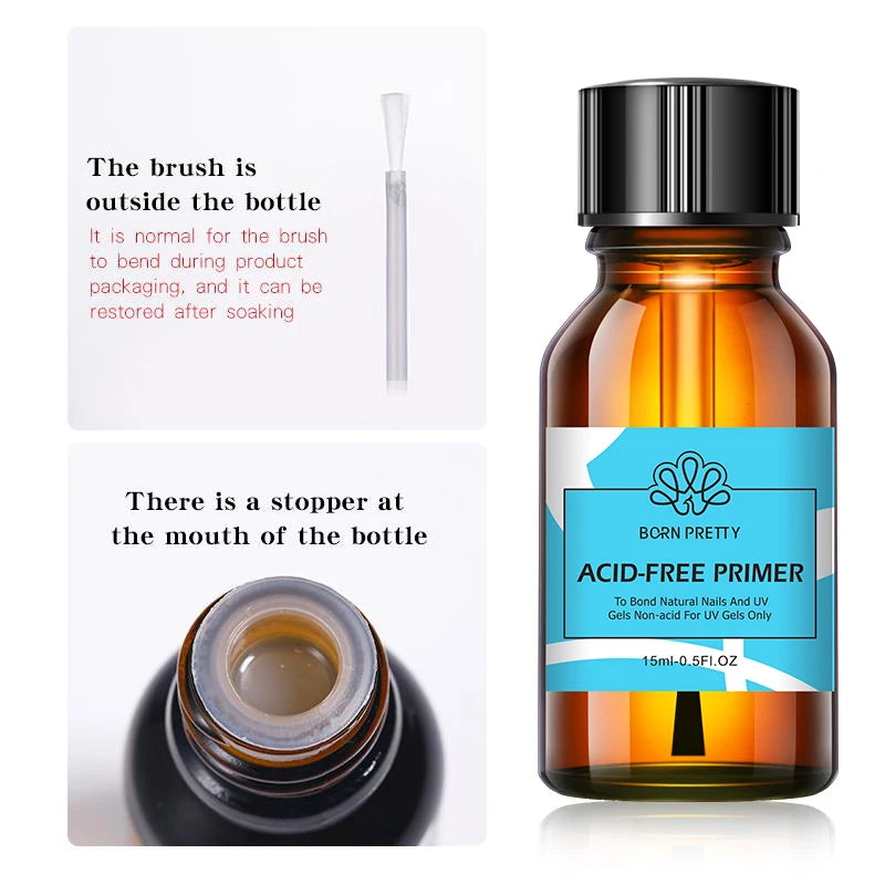 15ml Nail Primer Nail Prep Dehydrate Base Top Coat Gel Nail Polish No Need Of UV LED Lamp Nail Art Varnish Manicure