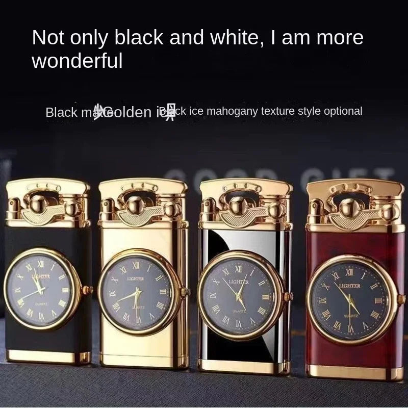 Rocker Arm Dial Metal Gas Lighters Jet, Butane Torch, Real Watch Lighter, Cigarette Cigar Lighter, Smoking Gadgets for Men