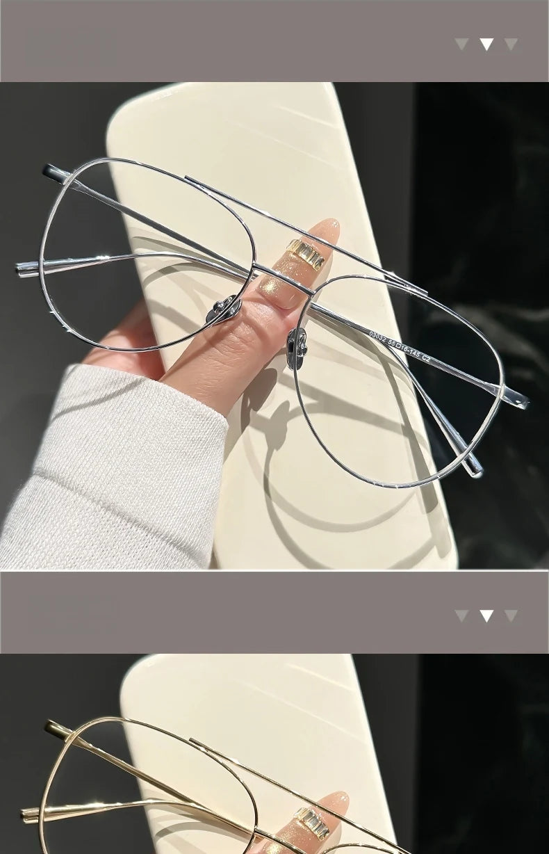 Retro Pilot Double Bridge Lightweight Titanium Eyeglasses Frames