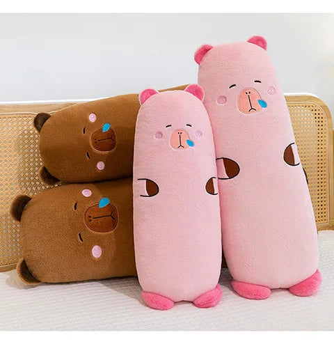 Kawaii Capybara Plush Toy Stuffed Animal Pillow Cuddly Long Body Doll for Kids Birthday Xmas Gift Soft Filled Plushie for Girls