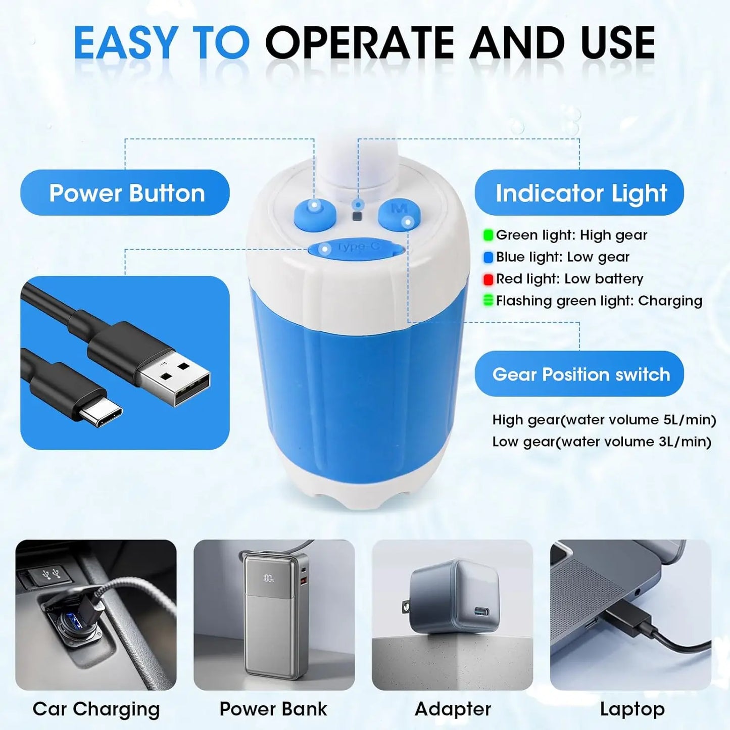 Portable Rechargeable Electric Camping Shower Kit with Dual Shower Heads