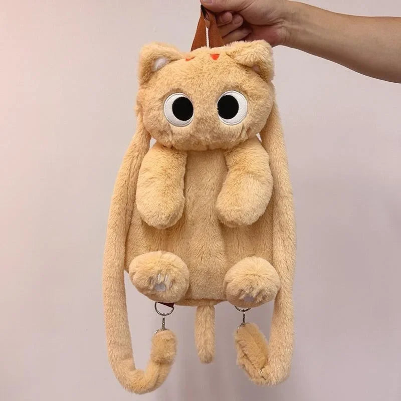 Kawaii Black Cat Plush Backpack Soft Shoulder Bag