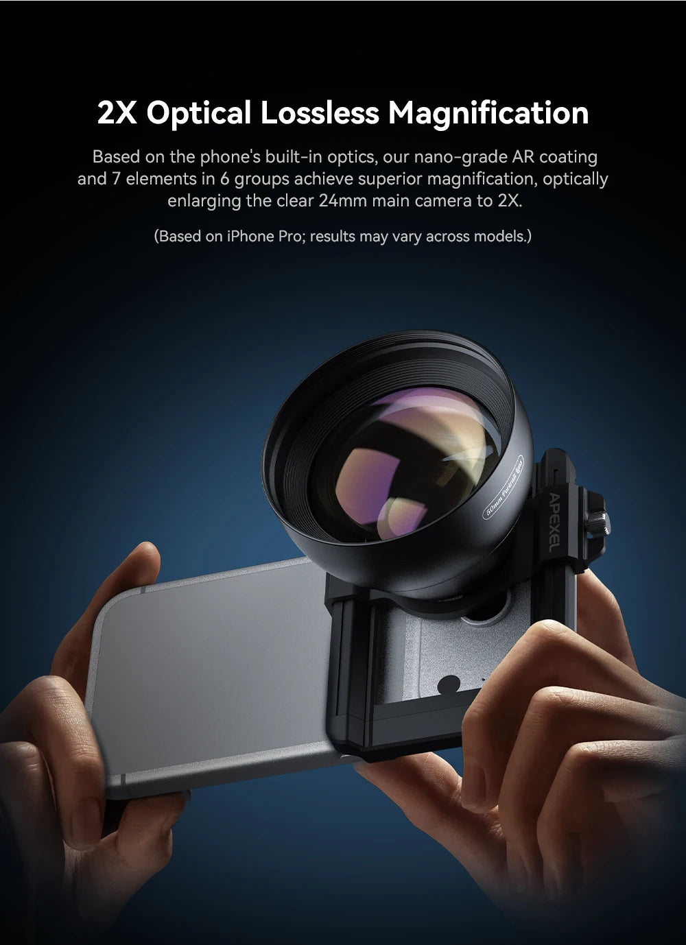 2X Smartphone Portrait Lens with Natural Bokeh Effect 50mm