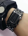 Business Men Stainless Steel Blue Binary Luminous LED Electronic Watch Displays Waterproof Fashion Women Led Watch