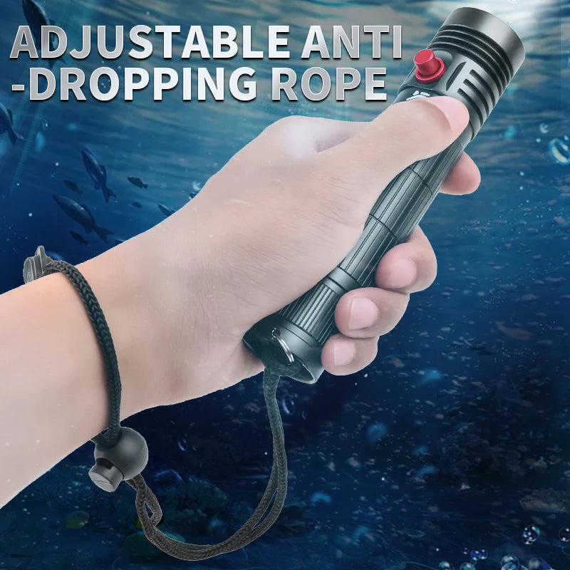 5000LM Professional Diving Flashlight IPX8 Waterproof Underwater LED Torch Rechargeable Dive Light