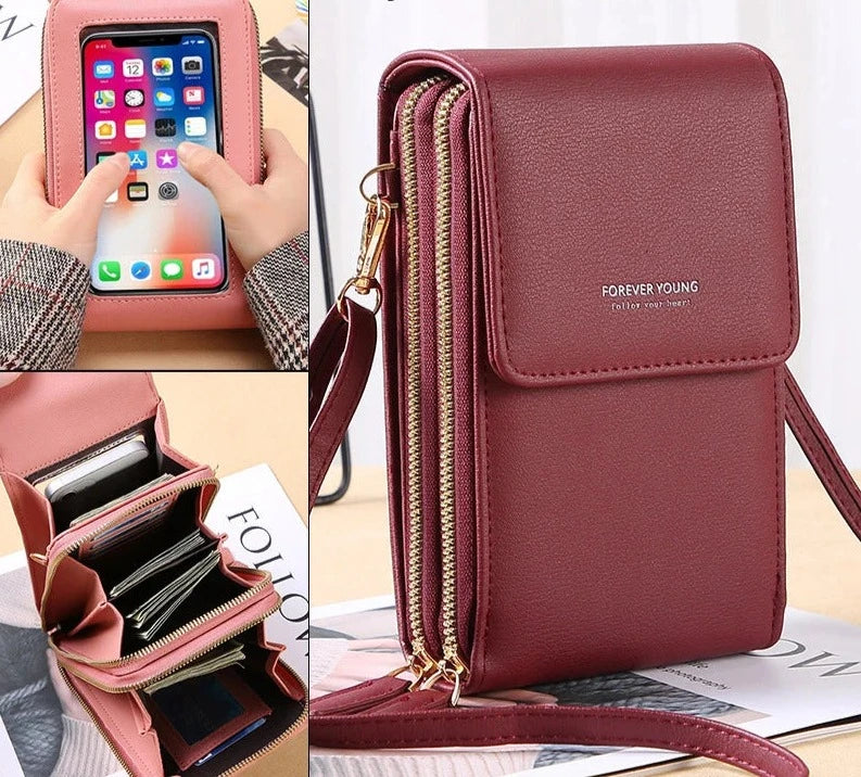 Touch Screen Cell Phone Bags of Women Soft Leather Wallets Bag Handbags Female Crossbody Strap Shoulder Bag