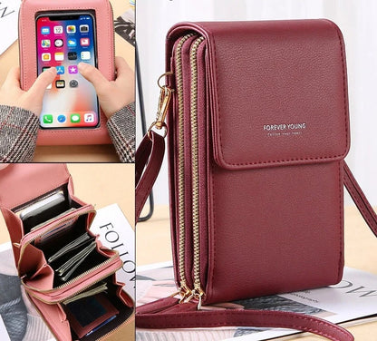 Touch Screen Cell Phone Bags of Women Soft Leather Wallets Bag Handbags Female Crossbody Strap Shoulder Bag