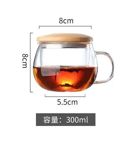 Creative Glass Tea Infuser Cup With Filter Transparent Flower Teacup  Handle Bamboo Lid Heat-resistant Fruit Tea Mug Drinkware