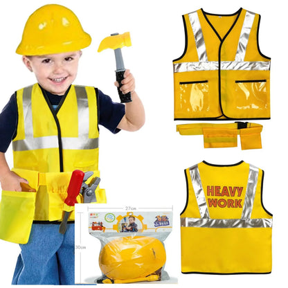 Little Engineer Vest Performance Costume Toy Set Maintenance Worker Costume Construction Worker Costume