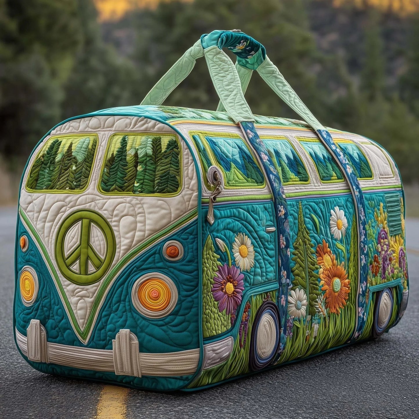 3D Bus Print Travel Duffle Bag Yoga Handbag