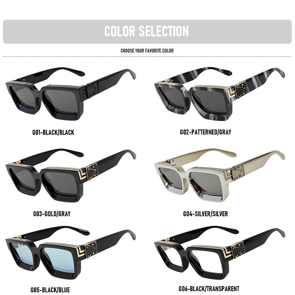 Vintage Square Thick Frame Sunglasses With UV400 Protection