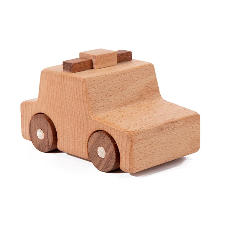 Wooden Cartoon Vehicle Toy Set