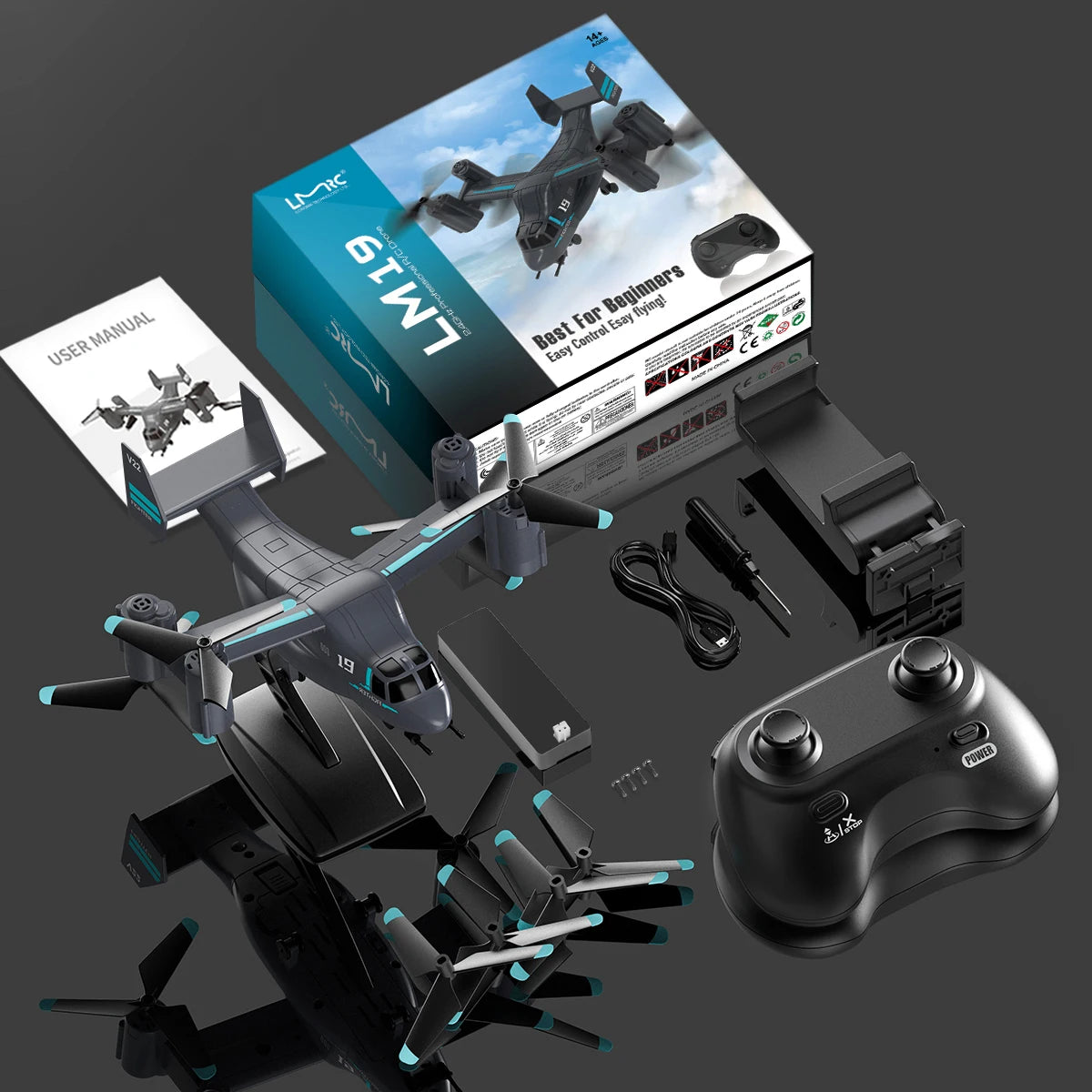 Remote Control Helicopter Drone 480P Camera Fighter UAV Land Air Mode Aircraft Brushless RC Drones for  Plane Toys