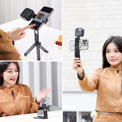 Foldable Phone Tripod Mini Pocket Tripod for Phone Vertical Horizontal Shooting Expansion Video Light Microphone