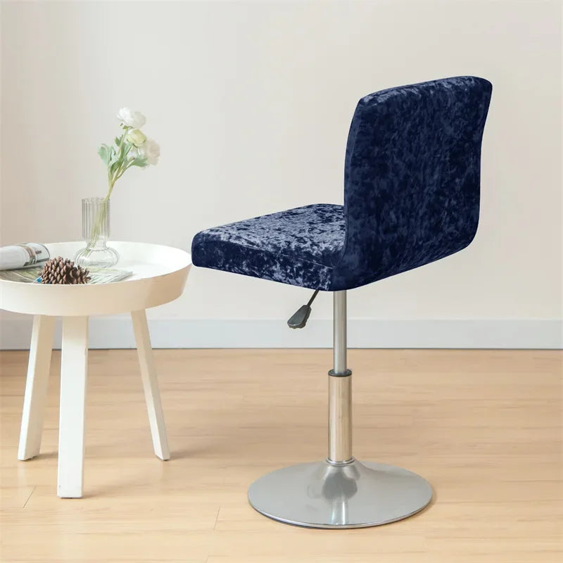 1PC Shiny Velvet Short Bar Chair Covers Stretch Back Bar Stool Covers Small Size Dining Barstool Slipcovers Party Banquet Decor