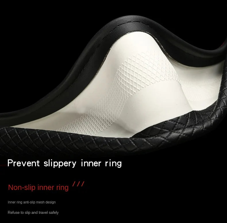 Universal Leather Diamond Steering Wheel Cover 37CM 38CM