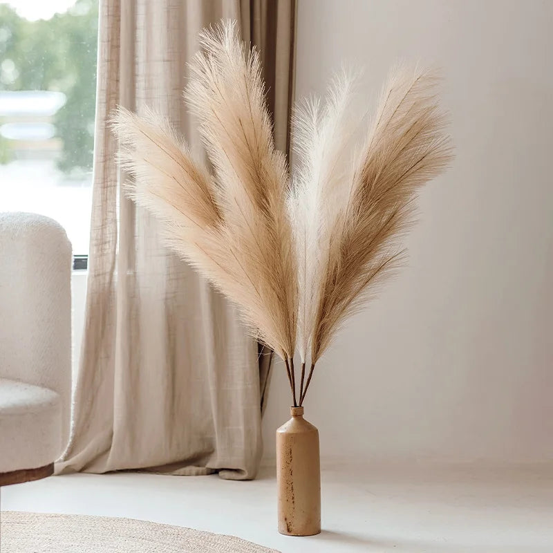 100cm Artificial Pampas Grass Fluffy Fake Reed Flowers 1pc Home Bedroom Party Decoration Wedding Decor Accessories Faux Flowers