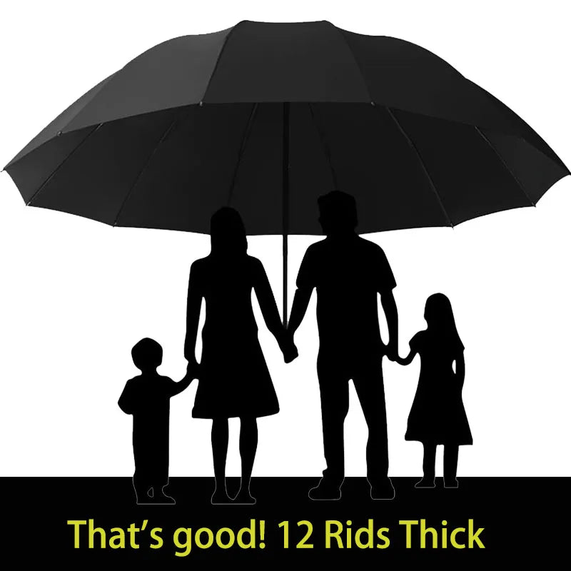 Large 12 Bone Windproof Folding Umbrella Waterproof Strong Frame Portable Travel Rain Umbrella