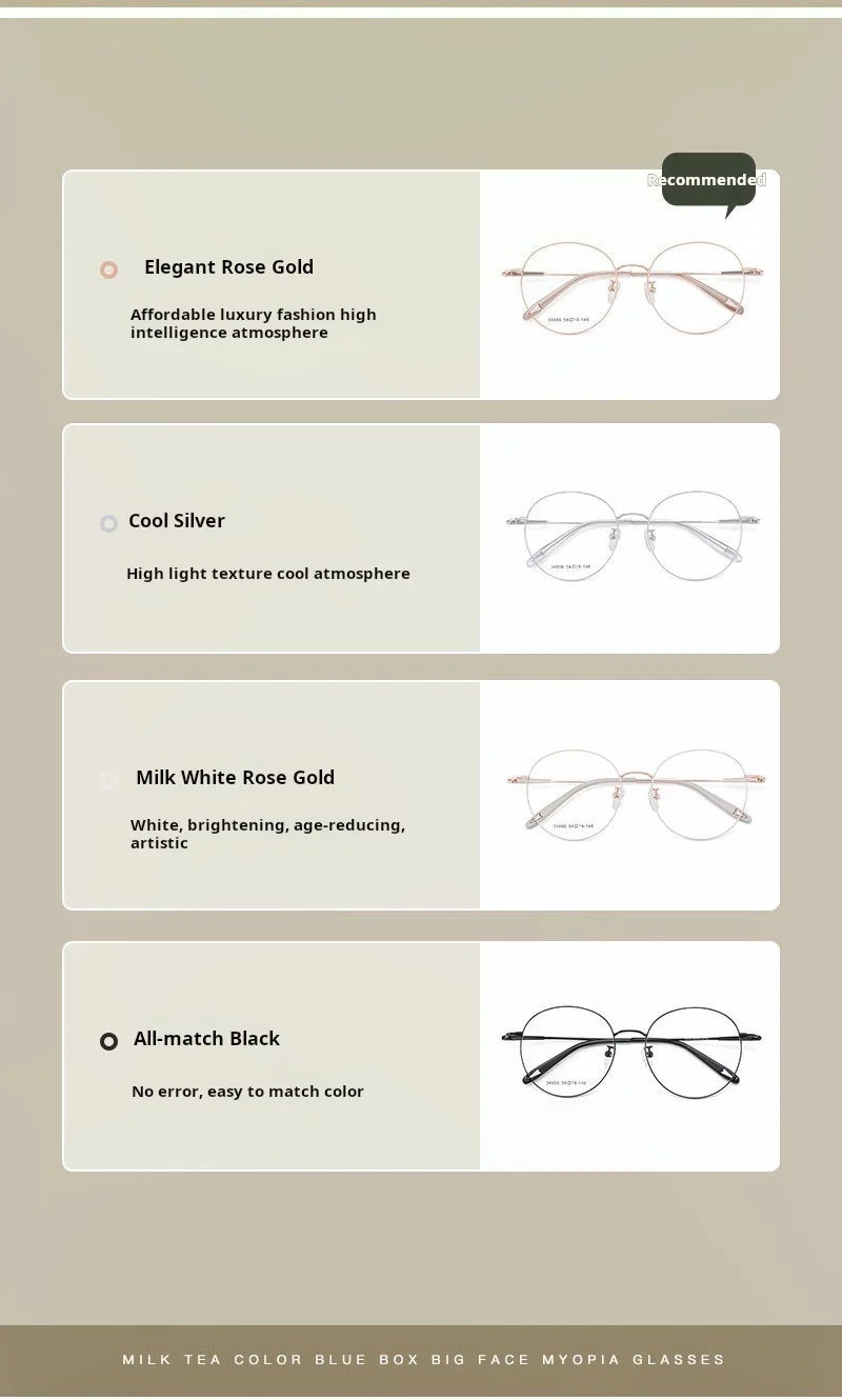 Retro Round Lightweight Alloy Eyeglasses Frames