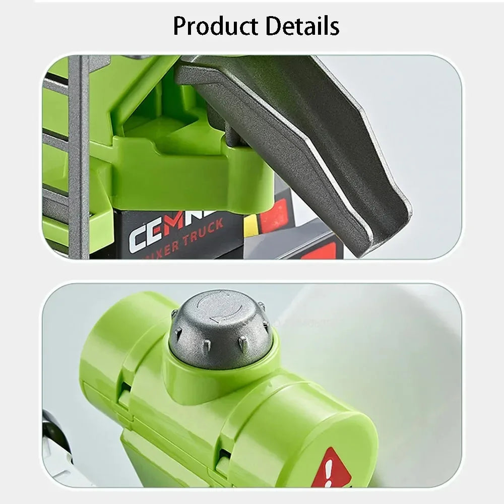 1:24 Pneumatic Garbage Car Electric Mixer Truck Toy Model Alloy Diecast Sound Light Engineering Vehicle Desktop Ornaments