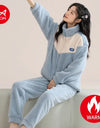 Women’s Christmas Fleece Pajama Set – Warm Flannel Zipper Sleepwear, Thick Coral Velvet