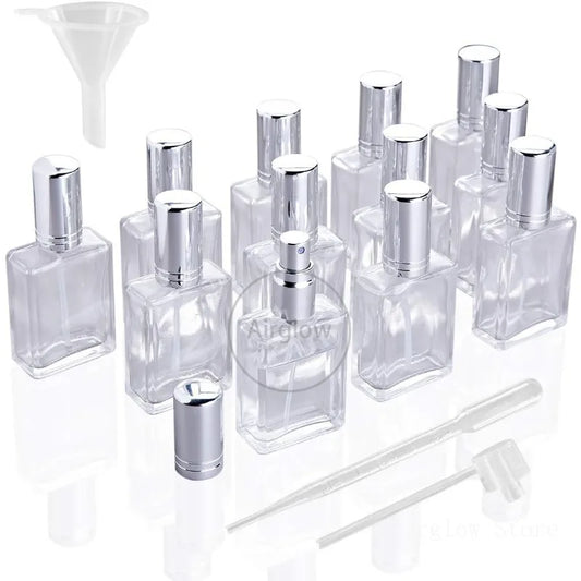 6pcs 30ml 50ml Empty Spray Bottle Frosted Square Glass Perfume Bottle Portable Sample Vials Clear Cosmetic Packaging Sub Bottle