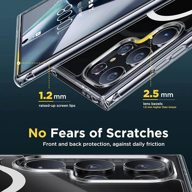 Magsafe  HD Transparent Acrylic Phone Case For Samsung S25 Ultra Egde S23 S24 Ultra Plus