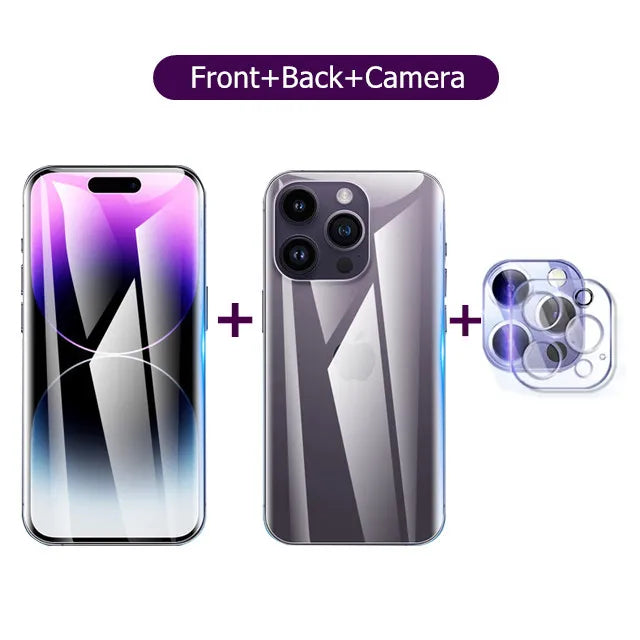 Full Body Hydrogel Film For iPhone 15 14 11 12 13 Pro Max Frame Front Back Screen Protector Camera Lens Protective Film Cover