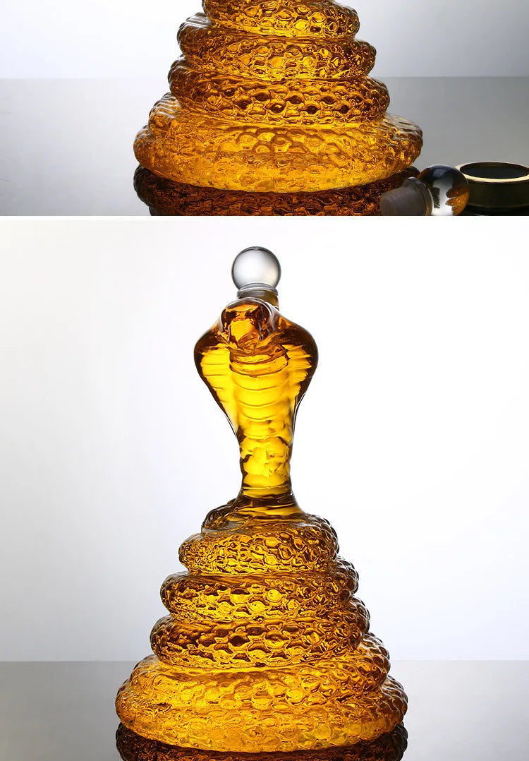 Snake Shaped Wine Bottle 500/1000mI High Borosilicate Glass Process Chinese Zodiac Snake Transparent Empty Bottle Whisky Bottle