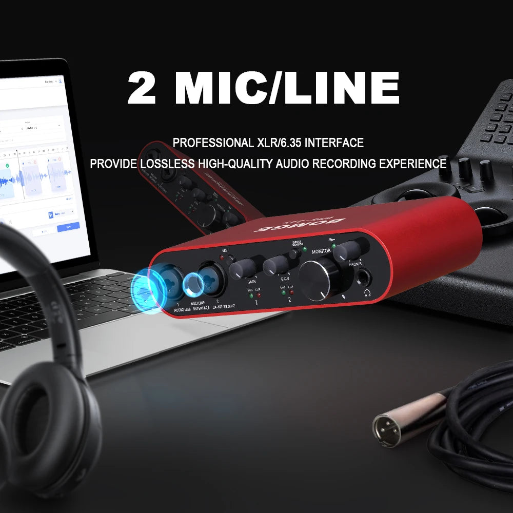 BMG22S USB Audio Interface with 32 Bit 192kHz Recording and Dual Channel Input