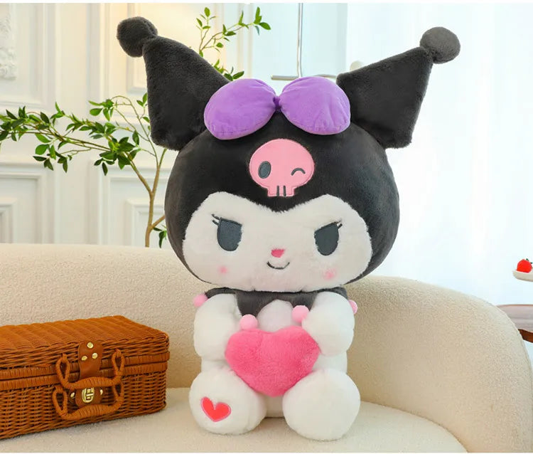 Sanrio Kawaii Kuromi My Melody Cinnamoroll Plush Toy Stuffed Doll for Kids Birthday Xmas Gift Large Cute Pillow for Sleeping