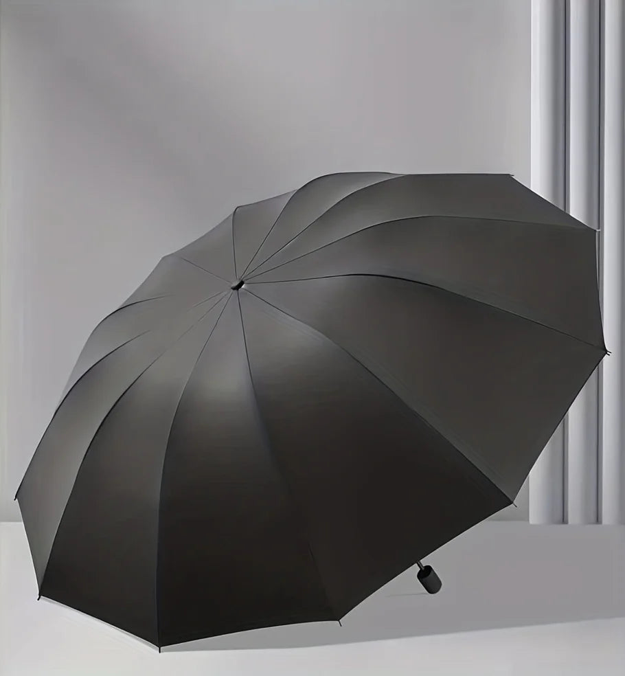 Large Reverse Folding Umbrella 125cm Diameter 12 Rib Wind Resistant Leather Cover Family Travel Umbrella
