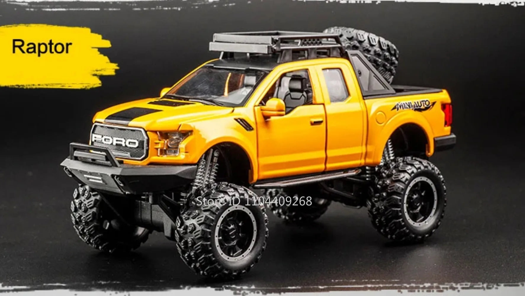 1:32 Scale Raptor F-150 BigFoot Pickup Car Model Toy Pull Back Sound&Light Off Road Truck Models Collection Gifts