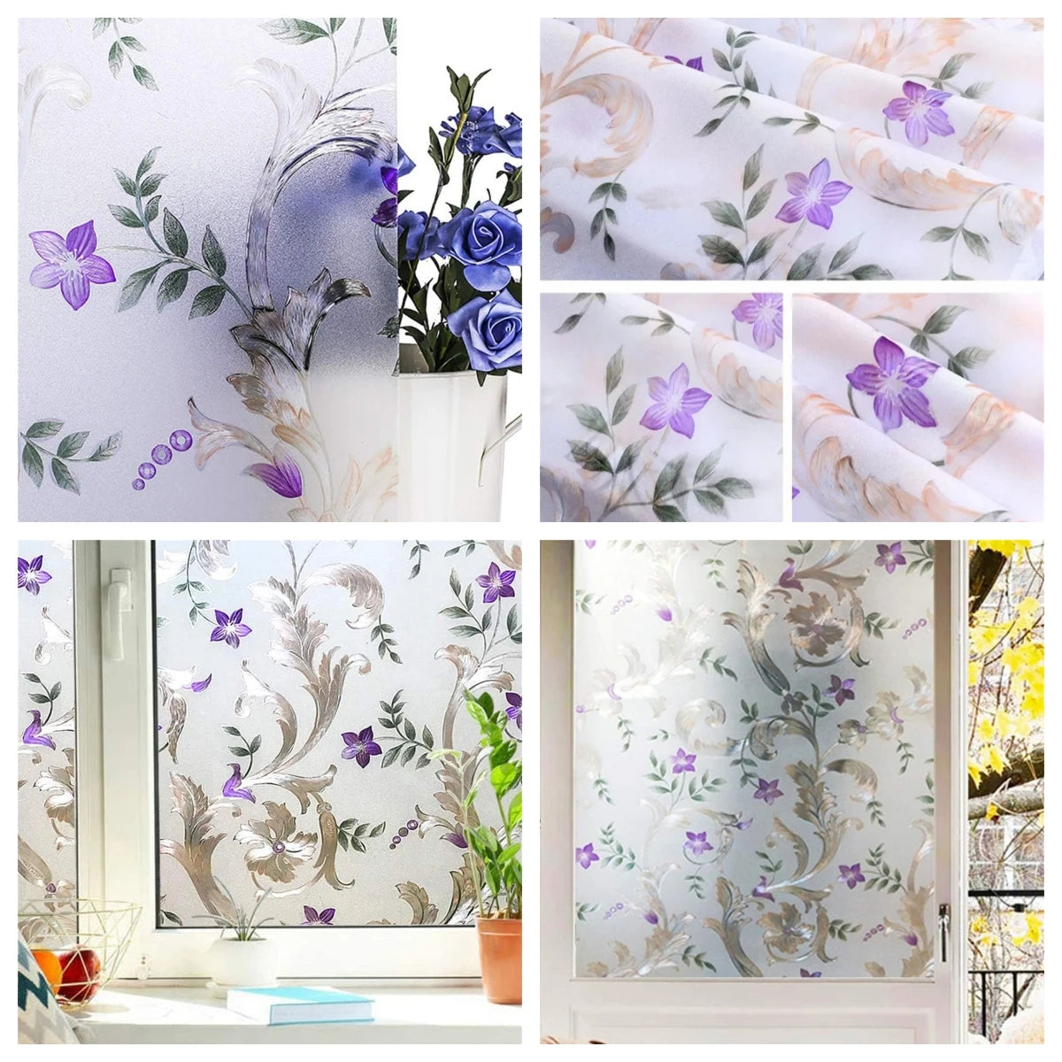45/60/90Cm Rainbow Window Privacy Film 3D Decorative Vinyl Stained Glass Decals Static Cling Non-Adhesive Window Film Stickers