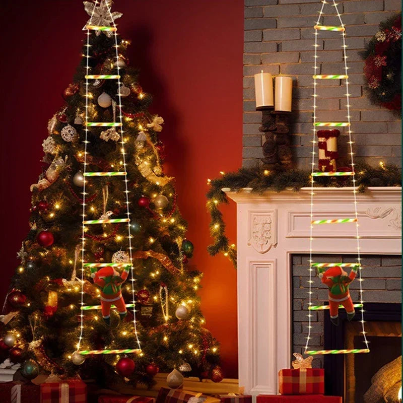 Christmas Decoration LED Ladder Light Strip Climbing Santa Claus Outdoor 8 Modes Christmas Tree For Home Window Christmas Decor