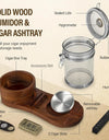 Cigar Humidor, Solid Wood Cigar Ashtray & Acrylic Cigar Jar Kit with Cigar Cutter, Humidifier and Dropper, Holds 18-20 Cigars